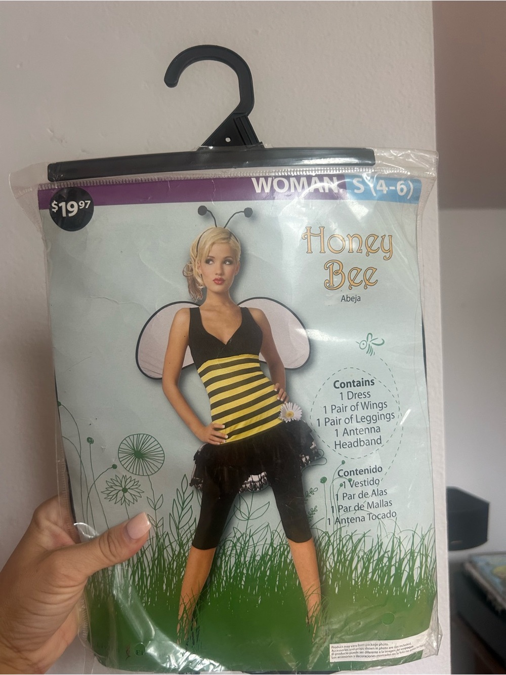 Honey Bee Womens Costume - Yellow & Black Stripe Dress with Wings